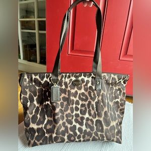 Coach Leopard Ocelot Nylon Weekend Tote